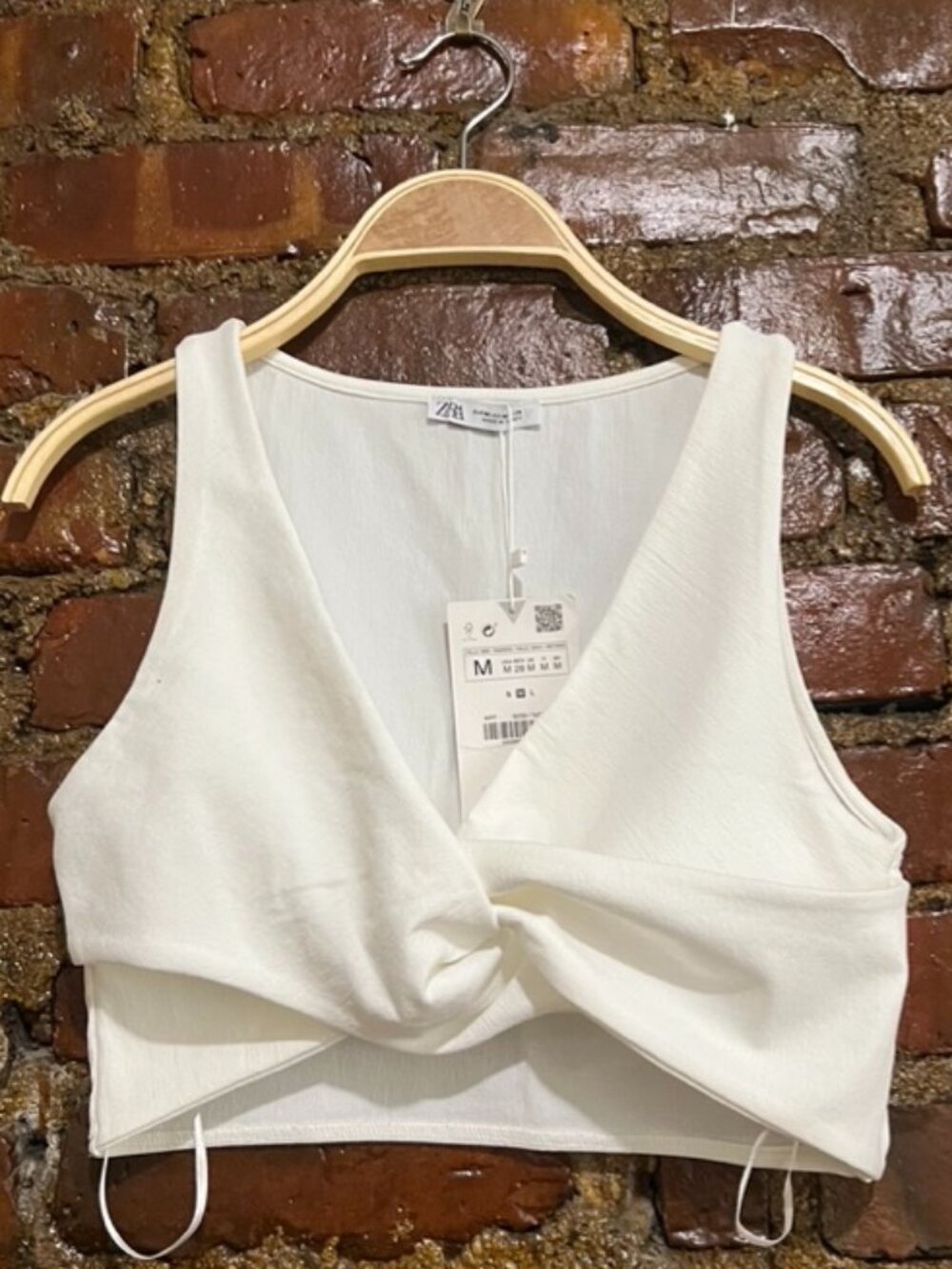 NWT Zara white crossover V-neck cropped tank